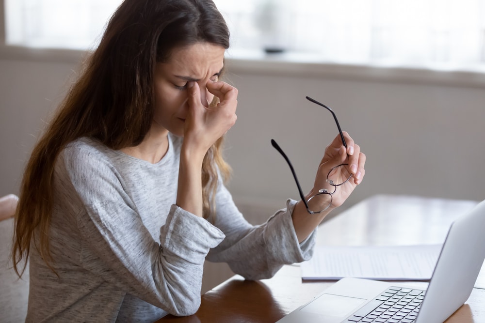 Woman with a tension headache